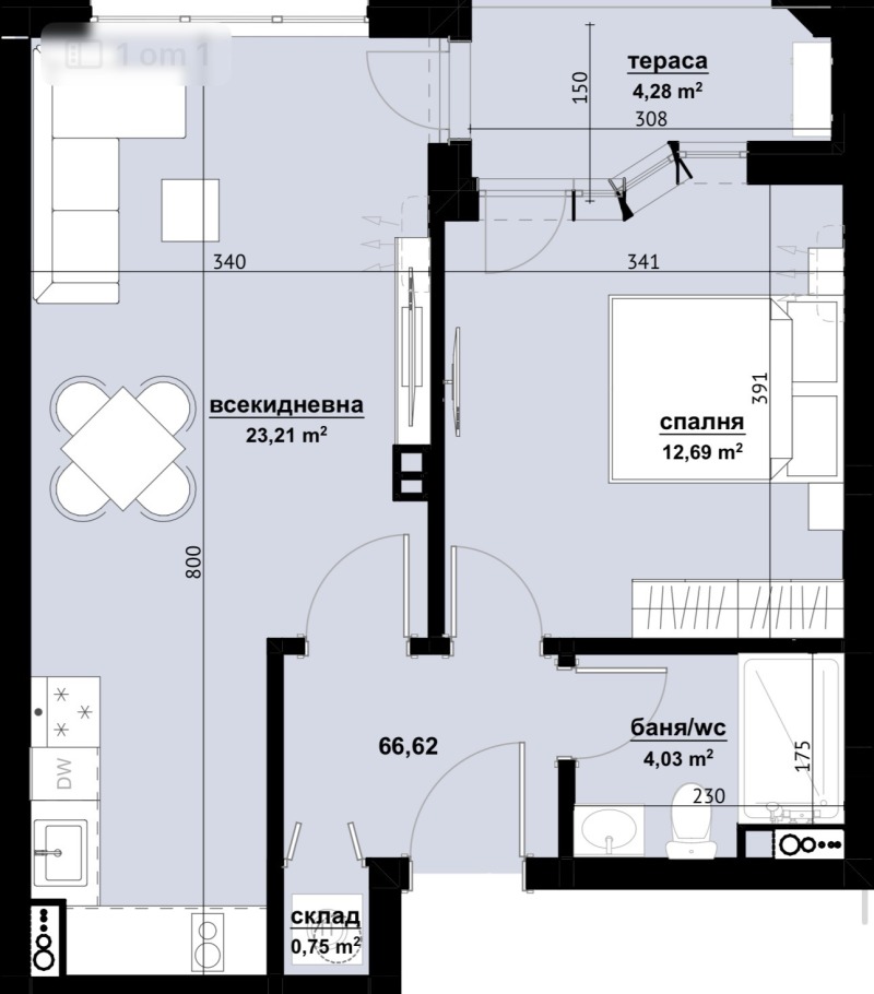 En venta  1 dormitorio Burgas , Izgrev , 67 metros cuadrados | 77285063