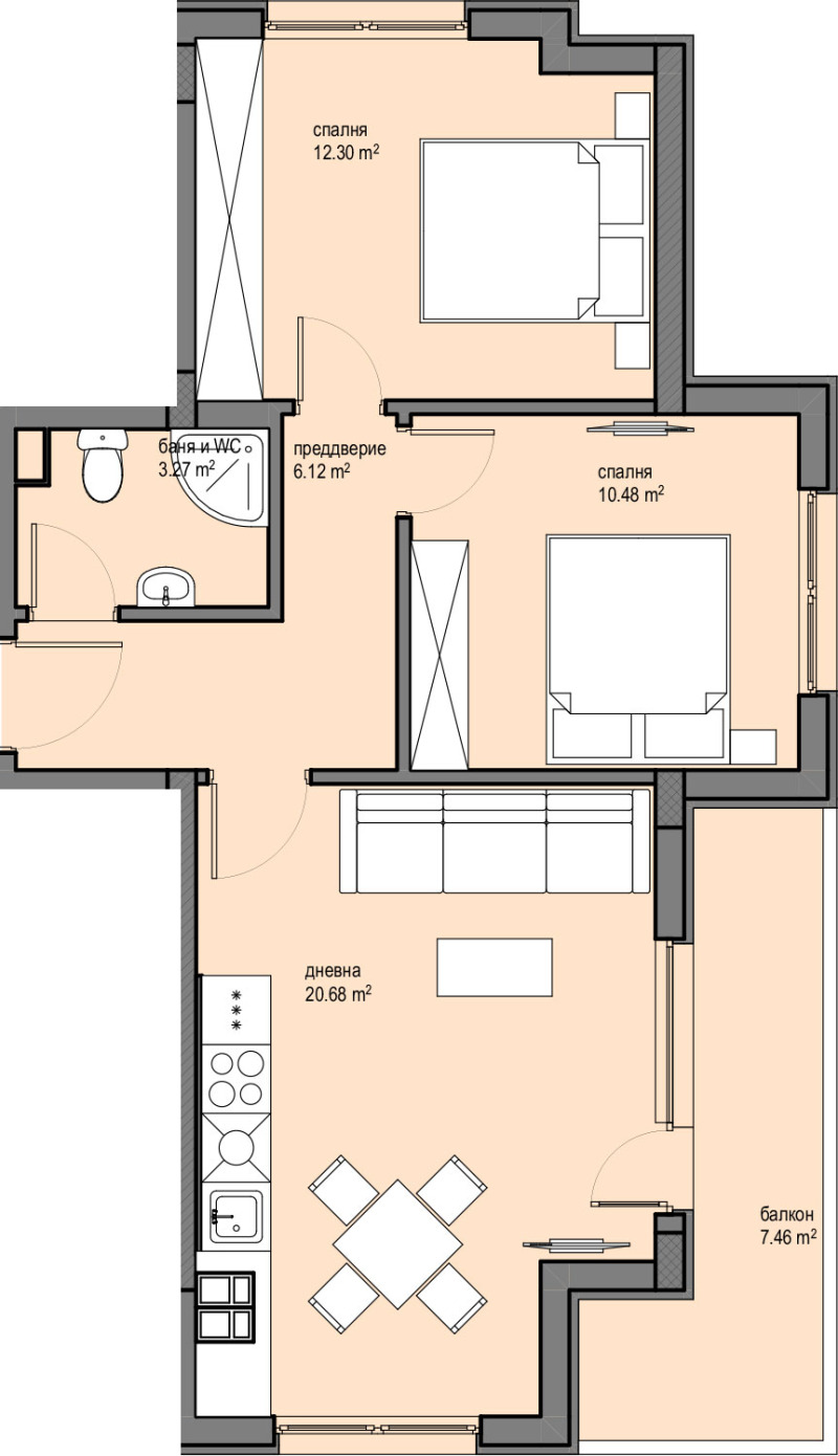 Satılık  2 yatak odası Sofia , Lagera , 83 metrekare | 76673393 - görüntü [2]