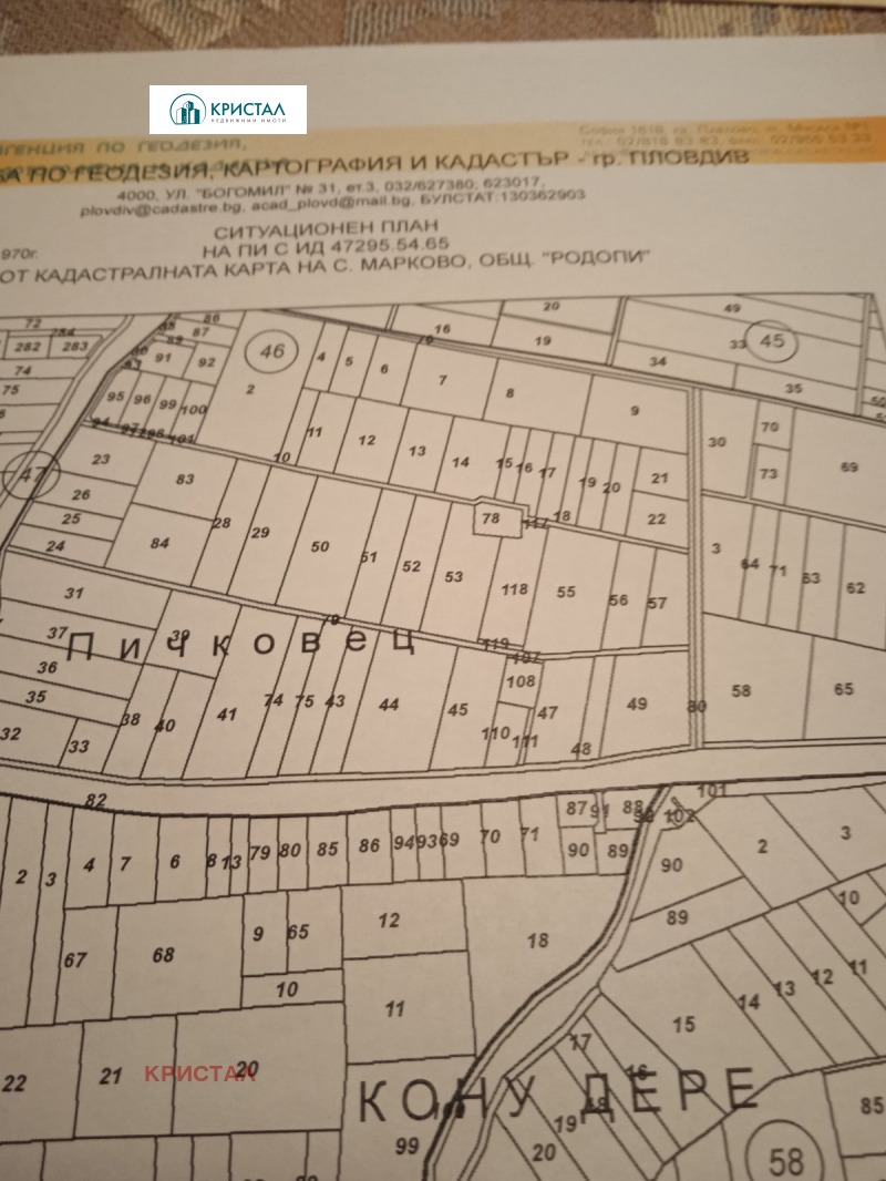 Продава ПАРЦЕЛ, с. Марково, област Пловдив, снимка 1 - Парцели - 48093557