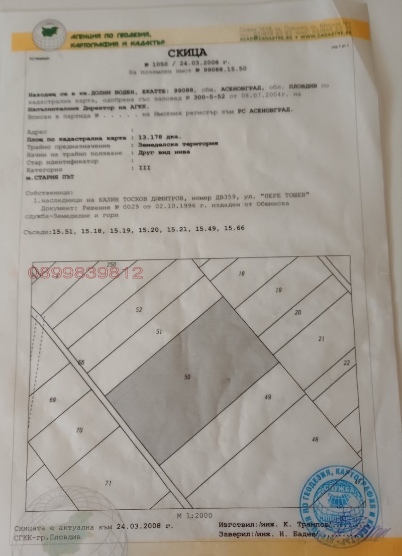 Продава ПАРЦЕЛ, гр. Асеновград, област Пловдив