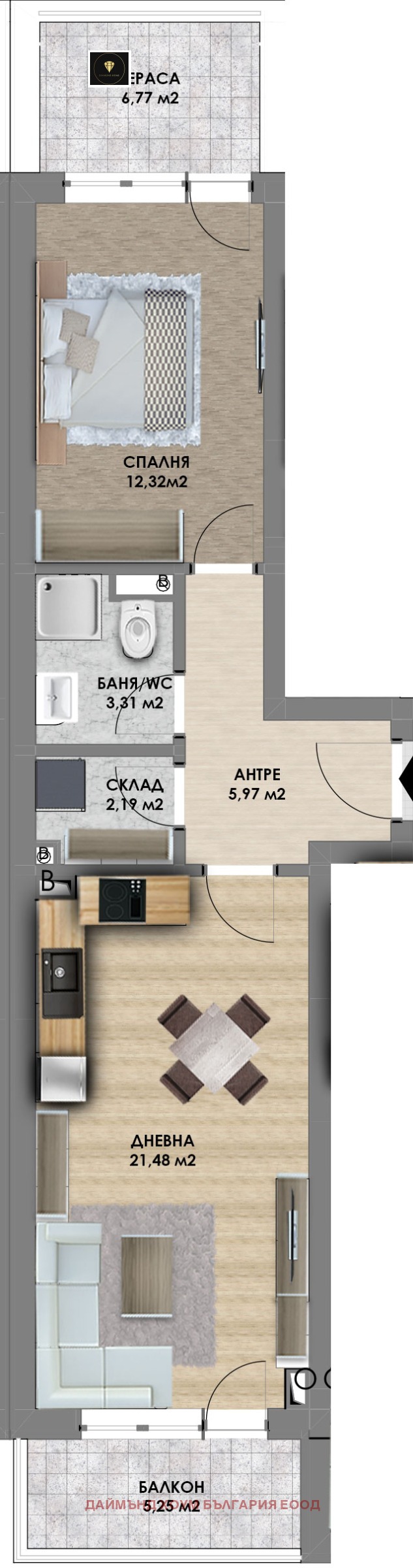 À venda  1 quarto Plovdiv , Hristo Smirnenski , 78 m² | 79573807 - imagem [2]