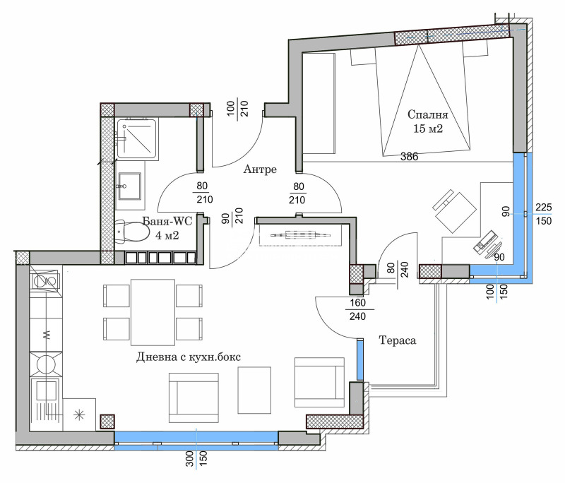 En venta  1 dormitorio Plovdiv , Tsentar , 61 metros cuadrados | 91214993