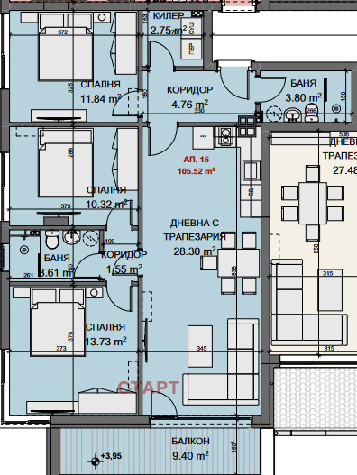 Продава  4-стаен град Стара Загора , Самара 3 , 134 кв.м | 42616716 - изображение [3]