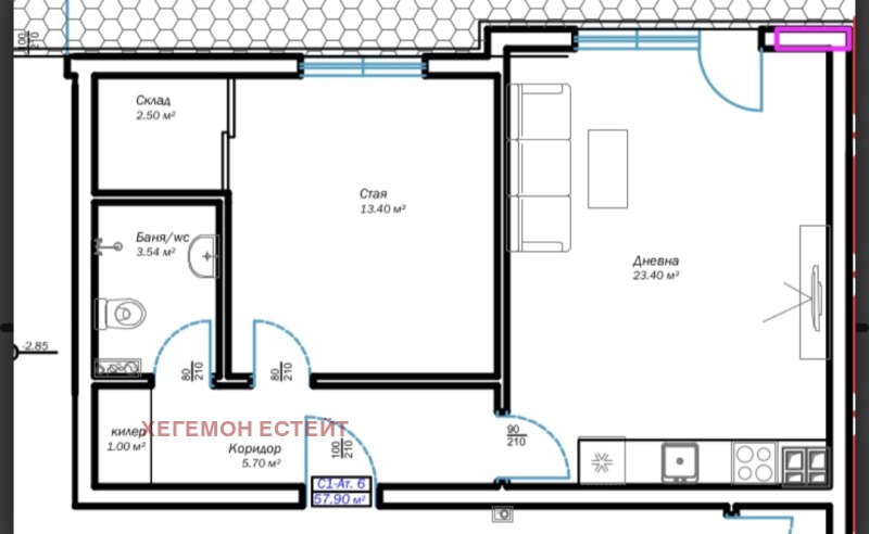 In vendita  1 camera da letto Varna , m-t Pchelina , 68 mq | 83989568 - Immagine [2]