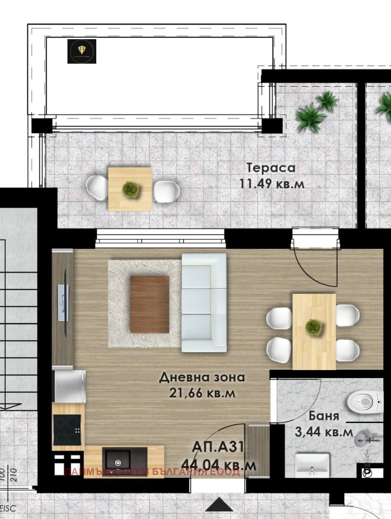 Te koop  Studio Plovdiv , Komatevsko sjose , 52 m² | 25989153 - afbeelding [2]