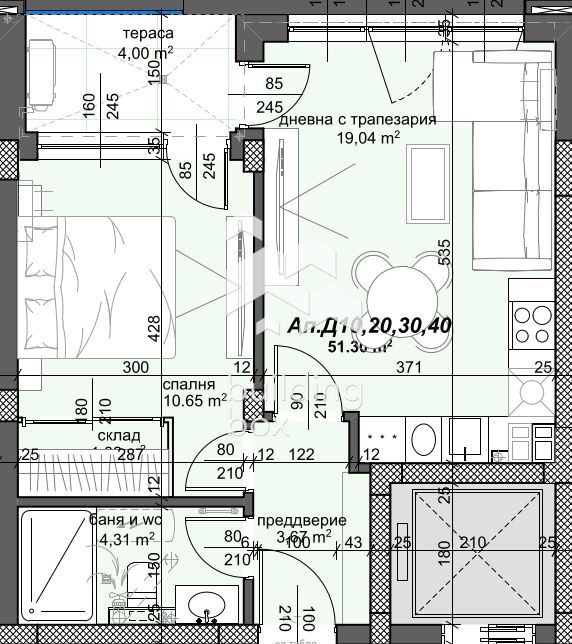 Eladó  1 hálószoba Plovdiv , Trakija , 61 négyzetméter | 80743752 - kép [3]