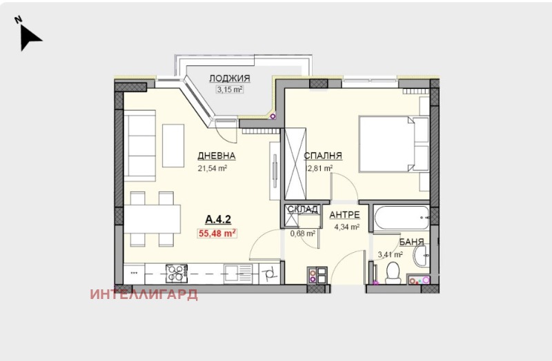 Til salgs  1 soverom Sofia , Krasno selo , 66 kvm | 40524075 - bilde [6]