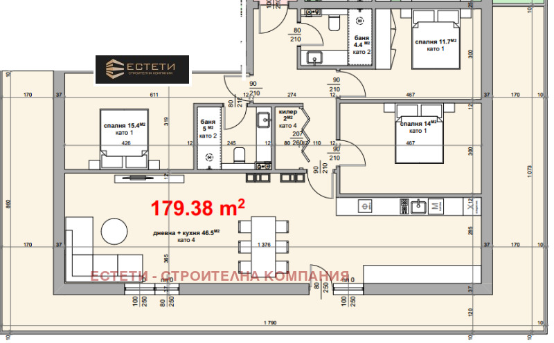 Продава МНОГОСТАЕН в град Стара Загора, Център - 238 кв.м / 357 000 € » 698 231.31 лв., ЕСТЕТИ - СТРОИТЕЛНА КОМПАНИЯ