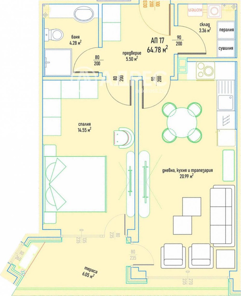 En venta  1 dormitorio Sofia , Malinova dolina , 80 metros cuadrados | 82050590 - imagen [4]