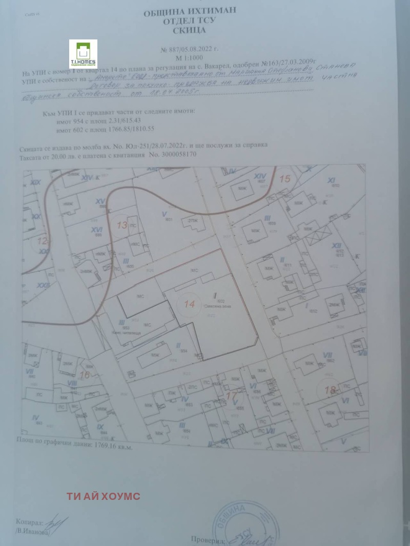 Продава ПАРЦЕЛ в област София, с. Вакарел - 1717 кв.м / 189 000 € » 369 651.87 лв., ТИ АЙ ХОУМС