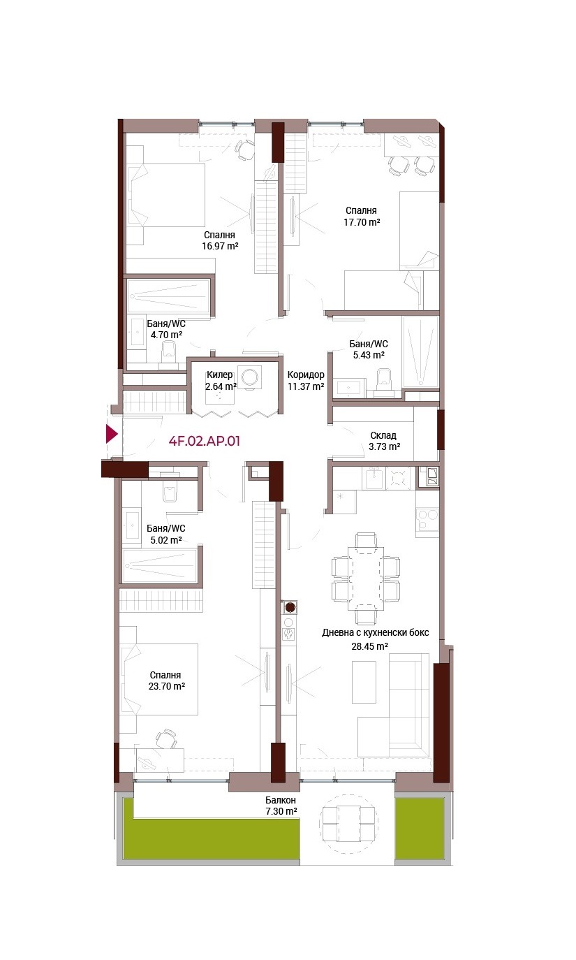 Продава 4-СТАЕН, гр. София, Лозенец, снимка 2 - Апартаменти - 47419464