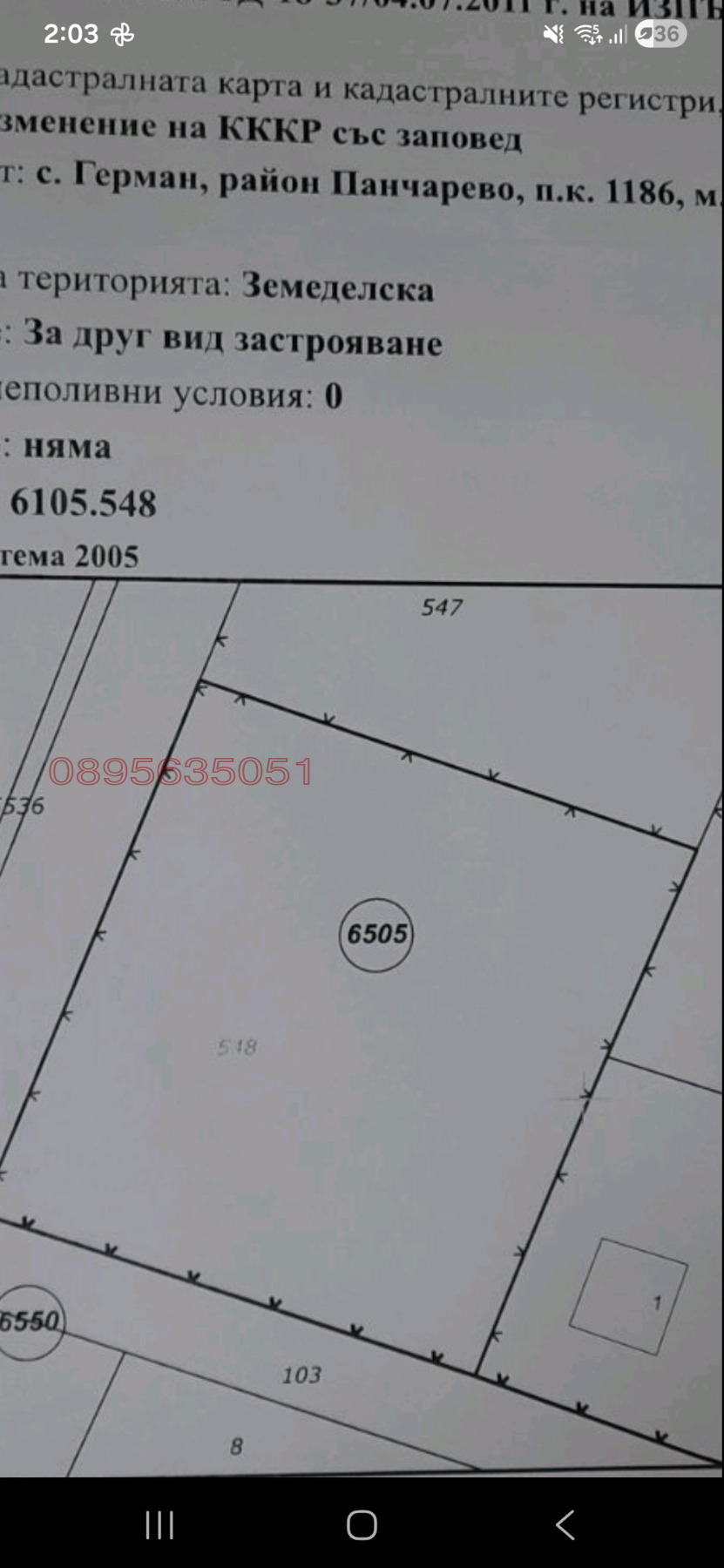 Продава ПАРЦЕЛ, гр. София, с. Герман