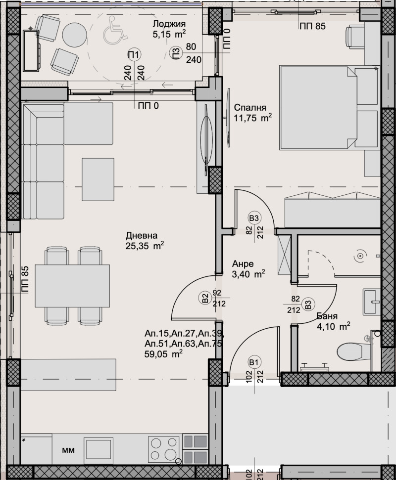 À venda  1 quarto Plovdiv , Hristo Smirnenski , 74 m² | 65594645 - imagem [2]