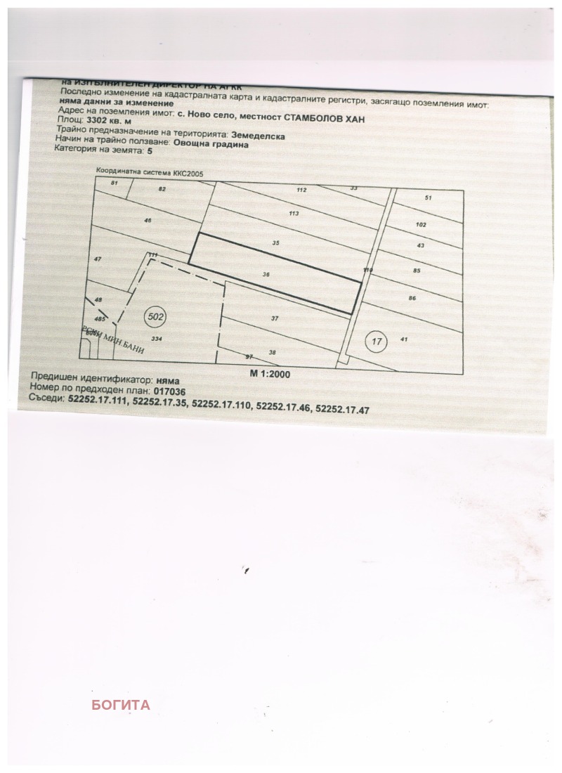 Продава ПАРЦЕЛ в област Стара Загора, с. Старозагорски бани - 3300 кв.м / 118 000 € » 230 787.94 лв., БОГИТА