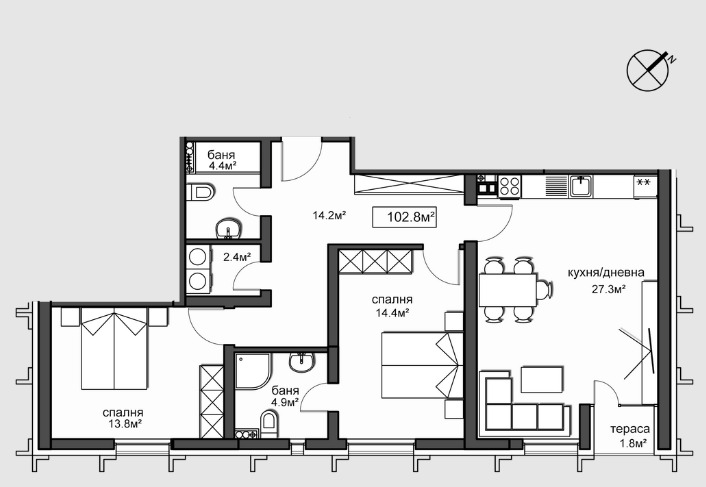 Eladó  2 hálószobás Sofia , Krasno selo , 140 négyzetméter | 58326037 - kép [6]