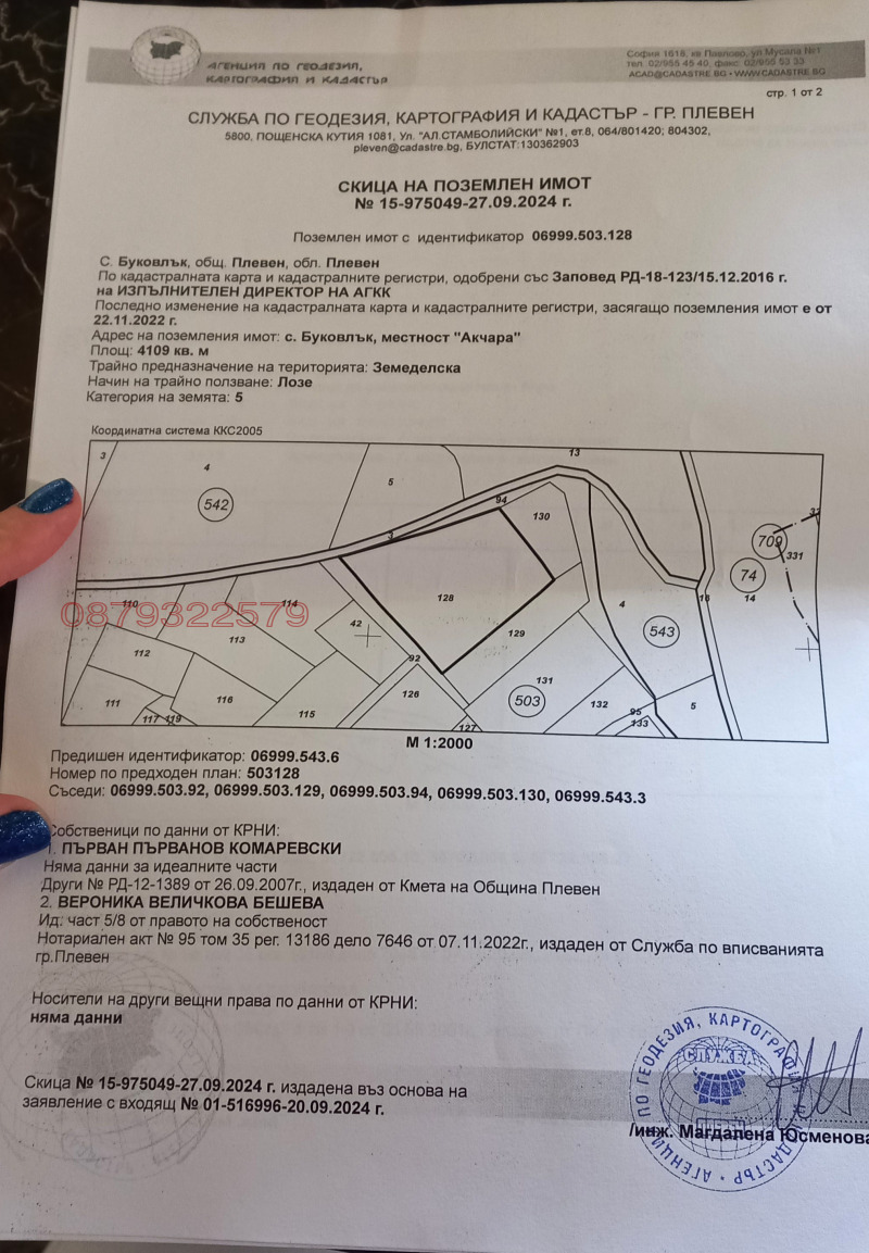 Продава ЗЕМЕДЕЛСКА ЗЕМЯ, с. Буковлък, област Плевен