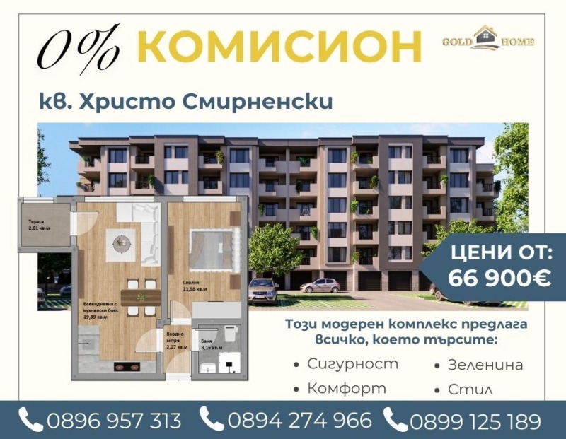 Til salgs  1 soverom Plovdiv , Hristo Smirnenski , 56 kvm | 85124253