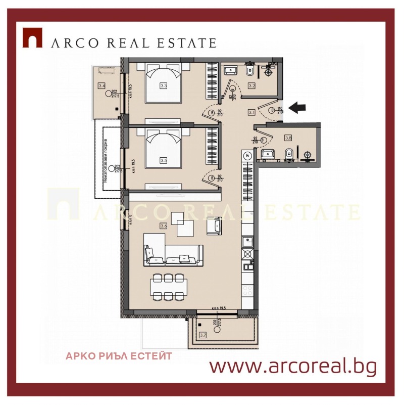 Satılık  2 yatak odası Sofia , Ovça kupel , 121 metrekare | 46369683 - görüntü [2]