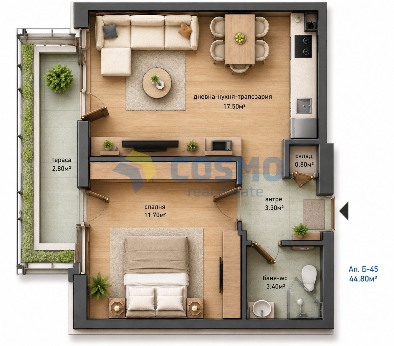 Продава 2-СТАЕН, гр. Поморие, област Бургас, снимка 5 - Апартаменти - 56102869