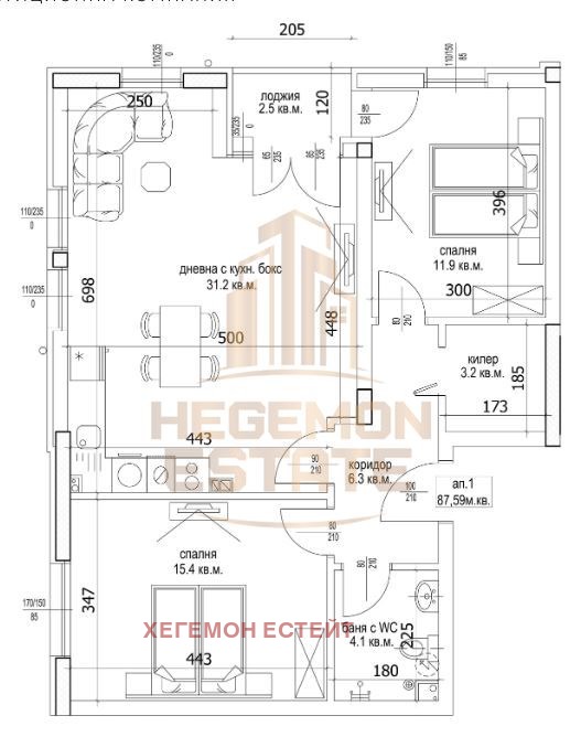 De vânzare  2 dormitoare Varna , Țveten cvartal , 101 mp | 79838047