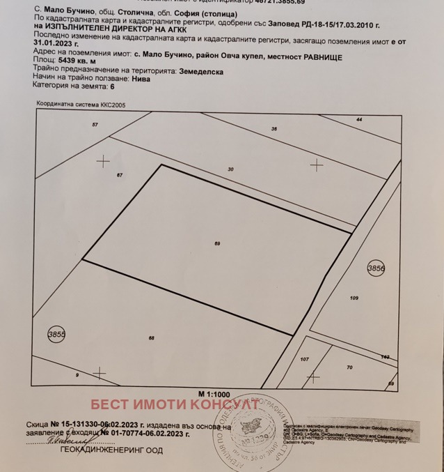 Продава  Парцел град София , с. Мало Бучино , 5439 кв.м | 89708348