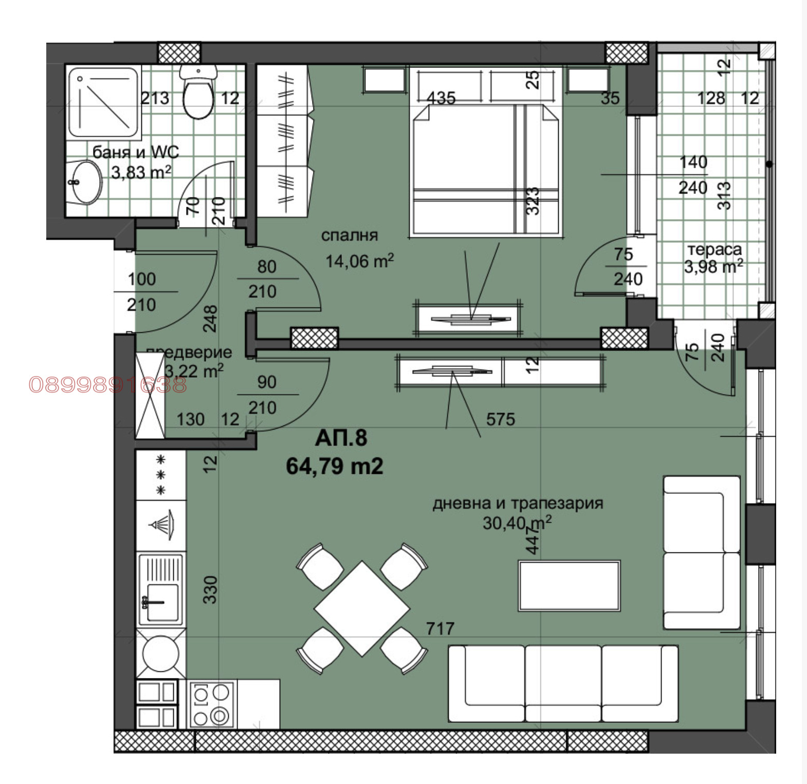Продава 2-СТАЕН, гр. Пловдив, Остромила, снимка 4 - Апартаменти - 56636497