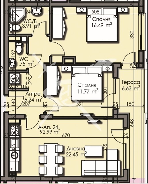 Продава 2-СТАЕН, гр. Бургас, Изгрев, снимка 2 - Aпартаменти - 48306206