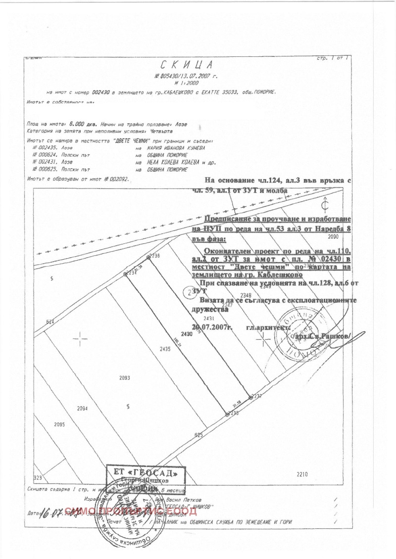 Продава ПАРЦЕЛ, гр. Каблешково, област Бургас, снимка 5 - Парцели - 52402240