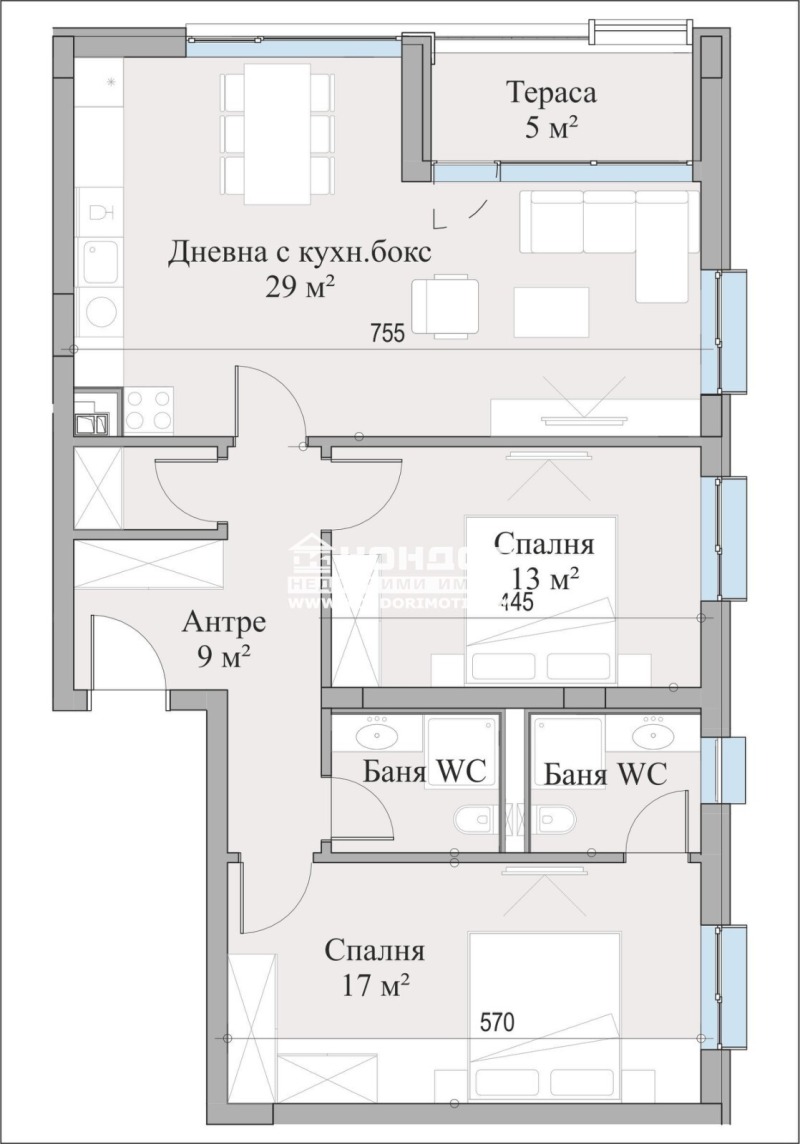 На продаж  2 спальні Пловдив , Център , 112 кв.м | 14025932 - зображення [2]