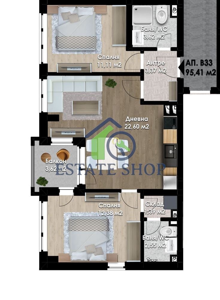 For Sale  2 bedroom Plovdiv , Kyuchuk Parizh , 96 sq.m | 96263826 - image [3]