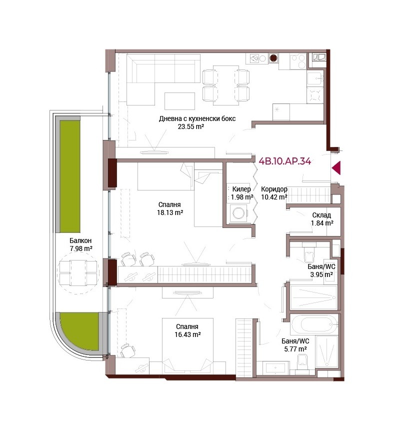 Продава 3-СТАЕН, гр. София, Лозенец, снимка 2 - Апартаменти - 48860335