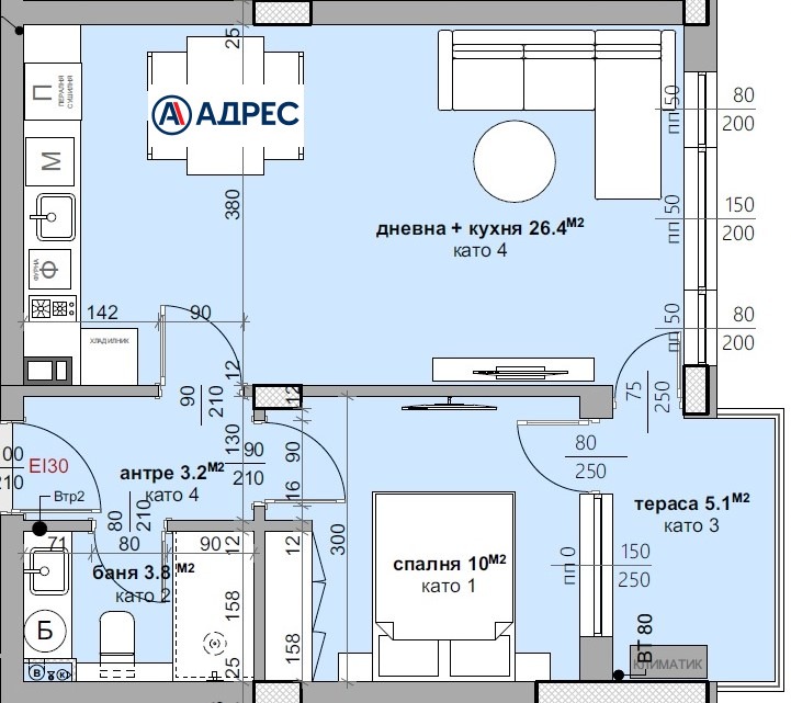 Na prodej  1 ložnice Stara Zagora , Ajazmoto , 67 m2 | 57145900 - obraz [2]