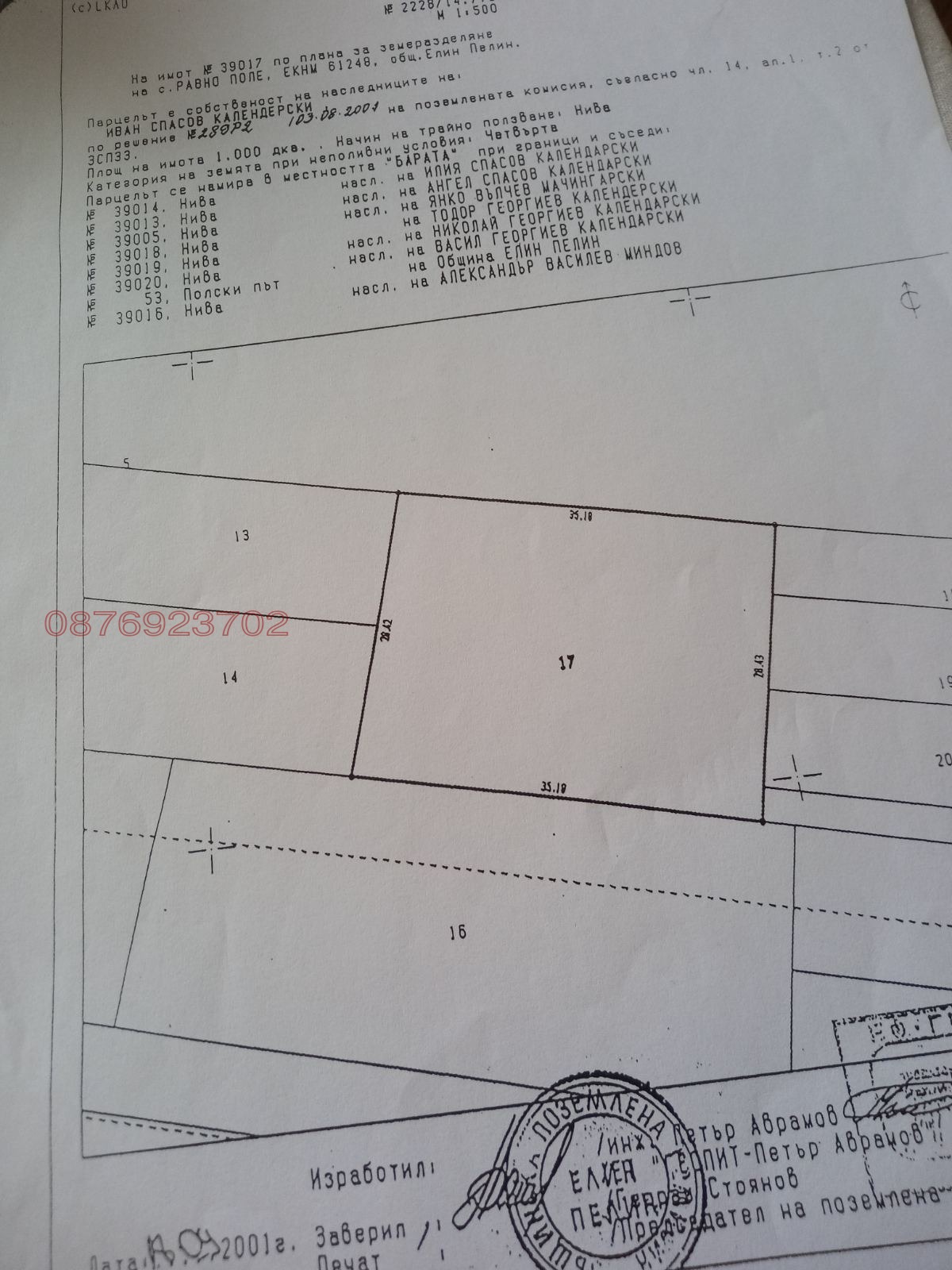 Продава ПАРЦЕЛ, с. Равно поле, област София област