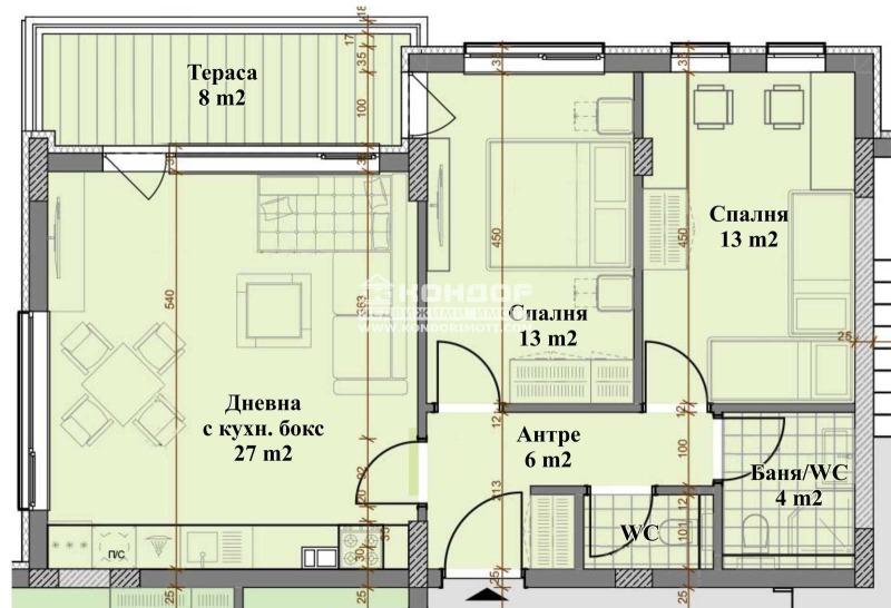 Na sprzedaż  2 sypialnie Plowdiw , Christo Smirnenski , 103 mkw | 80258425 - obraz [2]