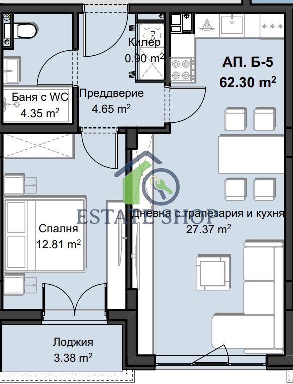 Eladó  1 hálószoba Plovdiv , Hristo Smirnenski , 79 négyzetméter | 44932054 - kép [4]