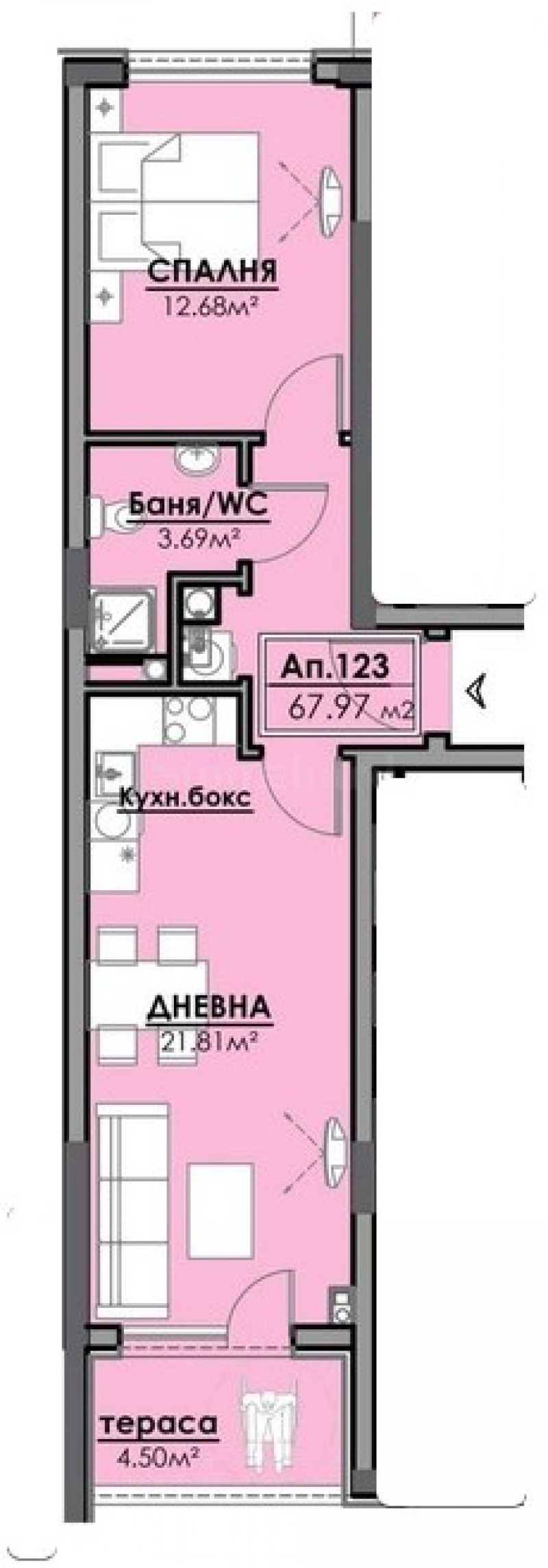 На продаж  1 спальня Бургас , Славейков , 67 кв.м | 13060362 - зображення [2]