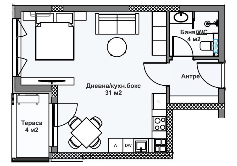 Продава 1-СТАЕН, гр. Пловдив, Кършияка, снимка 4 - Апартаменти - 53254486