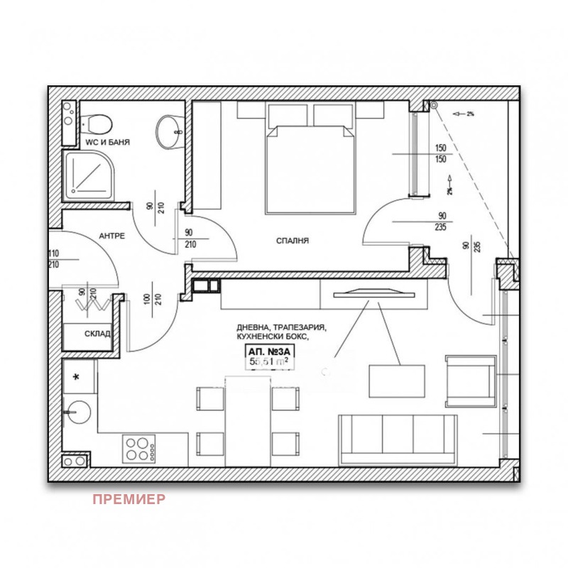 Na prodej  1 ložnice oblast Burgas , Pomorie , 63 m2 | 63840658