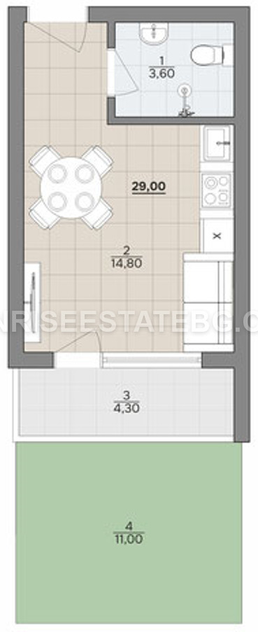 Satılık  Stüdyo Varna , k.k. Çayka , 30 metrekare | 79347454 - görüntü [5]