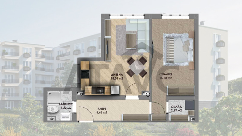 Продава  2-стаен, град Пловдив, Христо Смирненски • 61 750 EUR • ID 98468618 — holmes.bg - [1] 