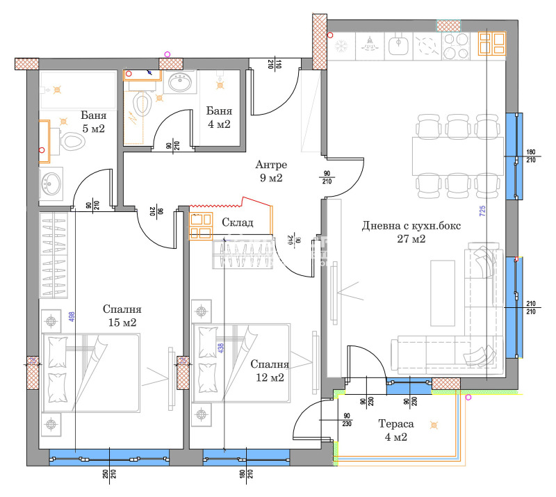 Te koop  2 slaapkamers Plovdiv , Vastanitsjeski , 100 m² | 10615308 - afbeelding [2]