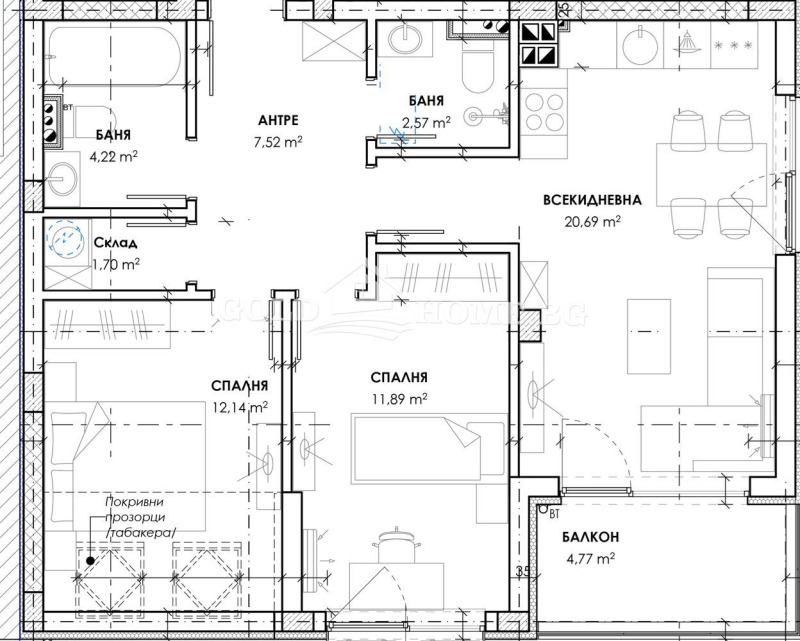 Na prodej  2 ložnice Plovdiv , Christo Smirnenski , 100 m2 | 45340338 - obraz [2]