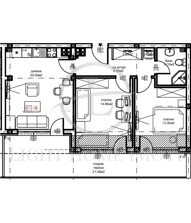 Myytävänä  2 makuuhuonetta Plovdiv , Južen , 110 neliömetriä | 39001296 - kuva [2]