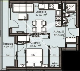 1 dormitorio Izgrev, Burgas 1