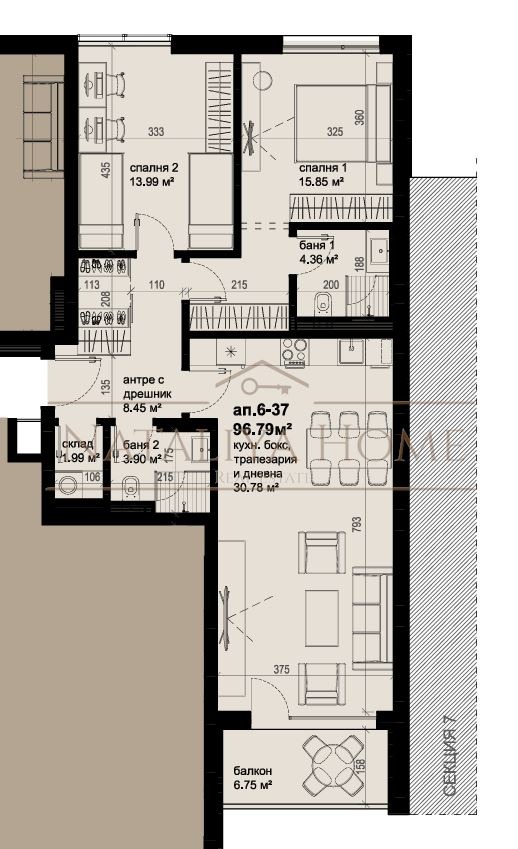 Продава 3-СТАЕН, гр. Бургас, област Бургас, снимка 2 - Апартаменти - 53508722