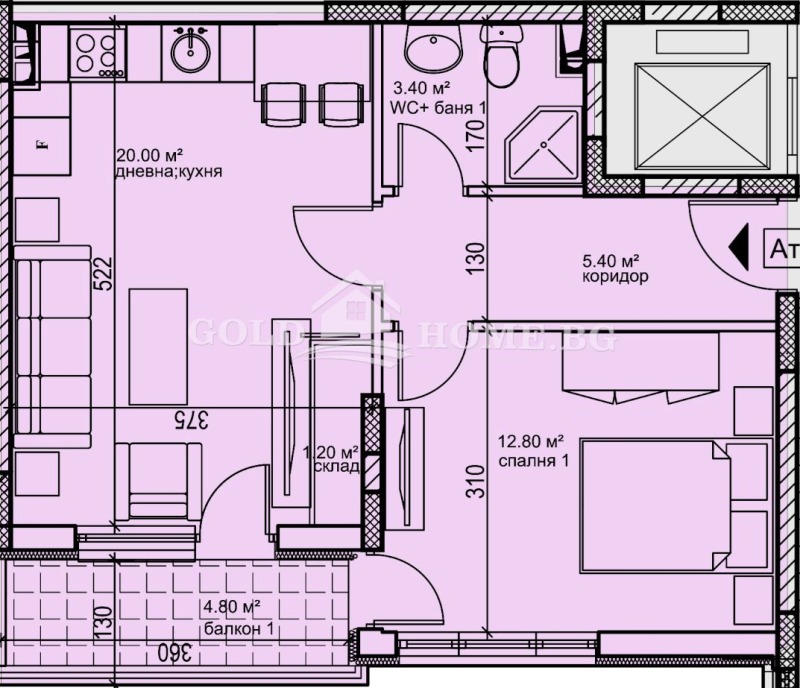 De vânzare  1 dormitor Plovdiv , Cârșiiaca , 63 mp | 64751417 - imagine [2]