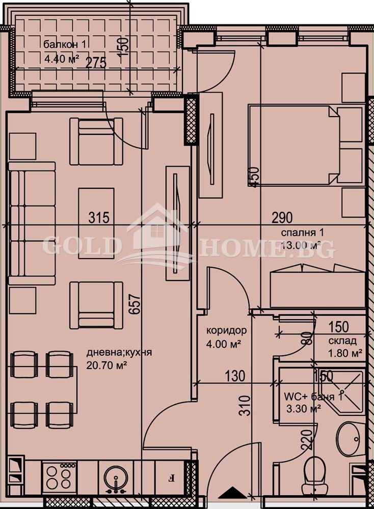 Myytävänä  1 makuuhuone Plovdiv , Karšijaka , 63 neliömetriä | 64751417 - kuva [3]