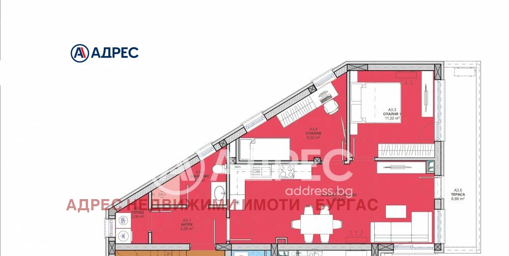 Продава 3-СТАЕН, гр. Бургас, област Бургас, снимка 3 - Апартаменти - 53969210