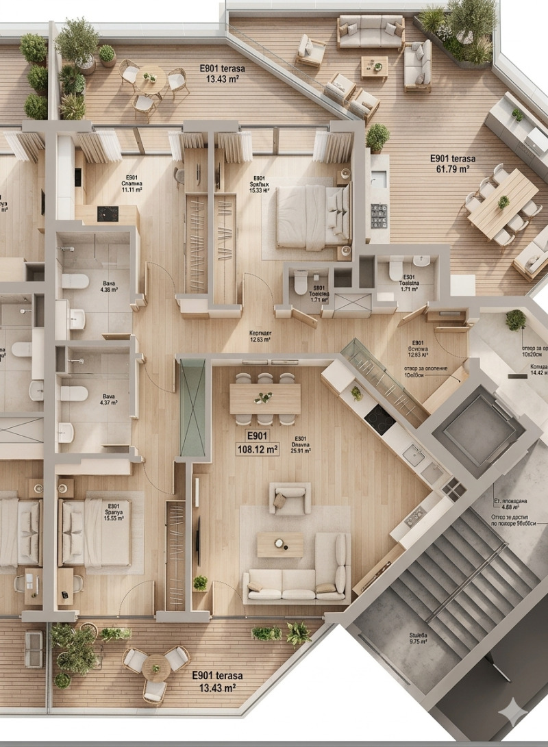 Продава 4-СТАЕН в град София, Полигона - 132 кв.м / 435 000 € » 850 786.05 лв., ИМОТЕН ЦЕНТЪР БЪЛГАРИЯ 2021