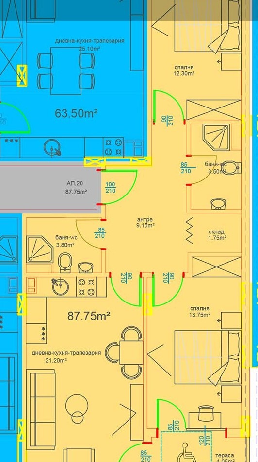 Till salu  2 sovrum Burgas , Meden rudnik - zona D , 104 kvm | 91925471 - bild [5]